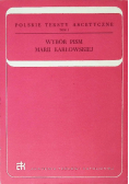 Wybór pism Marii Karłowskiej