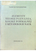 Elementy teorii poznania logiki formalnej i metodologii nauk