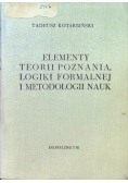 Elementy teorii poznania logiki formalnej i metodologii nauk