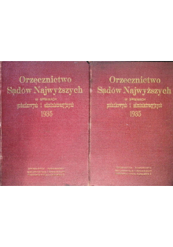 Orzecznictwo sądów Najwyższych Tom 1 i 2 1935 r.