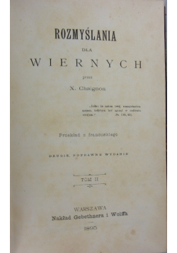 Rozmyślania Dla Wiernych, Tom II, 1895 r.