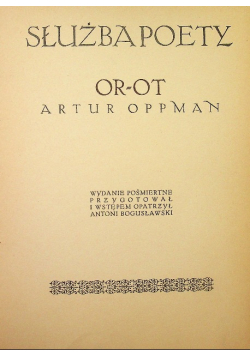 Służba poety, 1930 r.