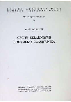Cechy Składniowe Polskiego Czasownika Tom 76