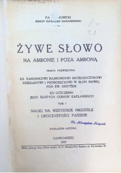 Żywe słowo na ambonie i poza amboną, 1937 r.