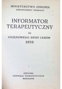 Informator terapeutyczny do urzędowego spisu leków 1959