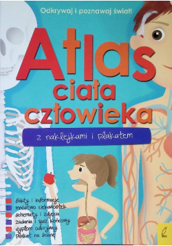 Atlas ciała człowieka z naklejkami i plakatem