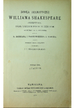 Dzieła Dramatyczne Williama Shakespeare Tom 3 1877 r.