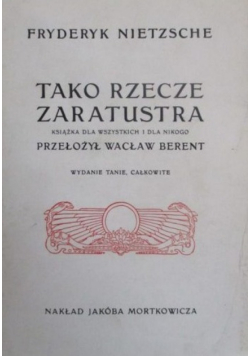 Tako Rzecze Zaratustra 1908 r.