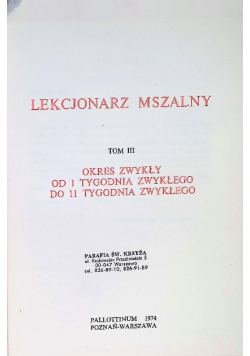 Lekcjonarz mszalny Tom III