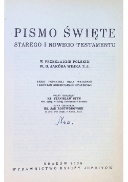 Pismo Święte Starego i Nowego Testamentu 1935 r.