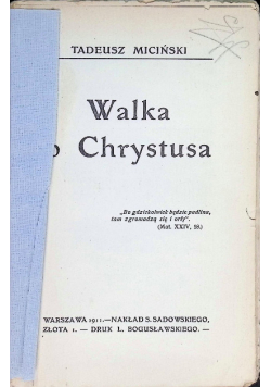 Walka o Chrystusa 1911 r.