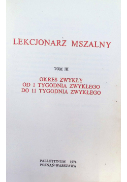 Lekcjonarz mszalny Tom III