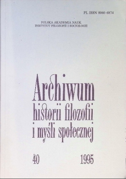 Archiwum historii filozofii i myśli społecznej Nr 40 / 95