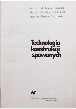 Technologia konstrukcji spawanych