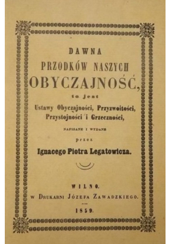 Dawna przodków naszych obyczajność