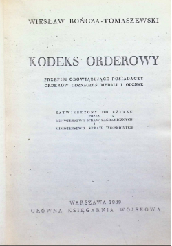 Kodeks orderowy 1939r.