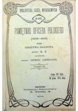 Pamiętniki oficera Polskiego Tom II , 1904 r.