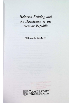 Heinrich bruning and the dissolution