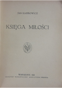 Księga miłości, 1922 r.
