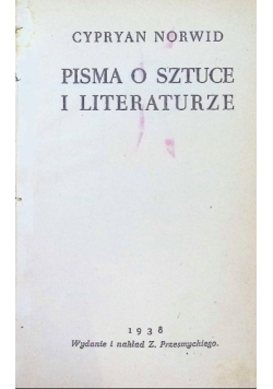 Pisma o sztuce i literaturze, 1938r.