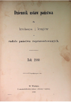 Dziennik ustaw państwa dla królestw i krajów w radzie państwa reprezentowanych 1880 r.