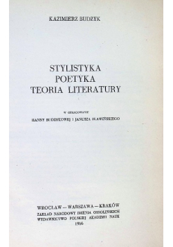 Stylistyka Poetyka Teoria Literatury