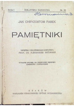 Pasek pamiętniki 1928 r.
