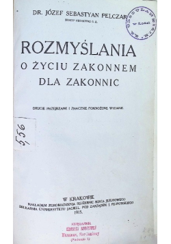 Rozmyślania o życiu zakonnem dla zakonnic, 1915 r.