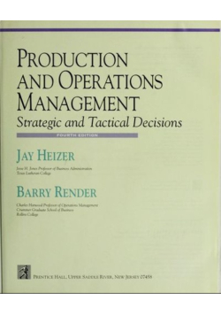 Production And Operations Mangement - Strategic And Tractical Decisions