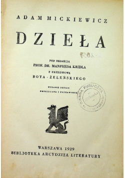 Mickiewicz Dzieła Tom 17 1929 r.