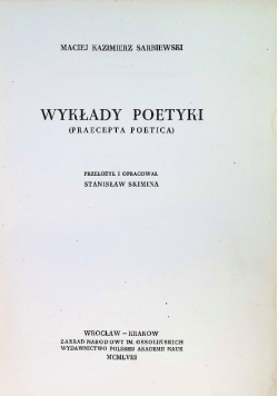 Wykłady poetyki Praecepta poetica