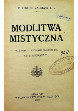 Modlitwa mistyczna, 1922 r.