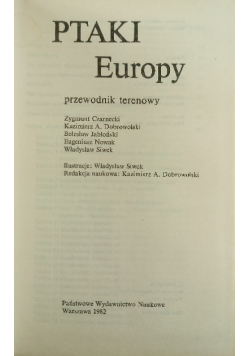 Ptaki Europy  Przewodnik terenowy