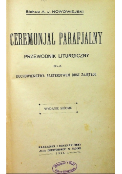 Ceremonjał parafialny, 1931 r.