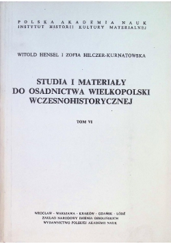 Studia i materiały do osadnictwa wielkopolski wczesnohistorycznej Tom VI