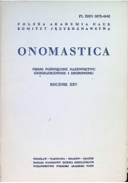Onomastica rocznik XXV