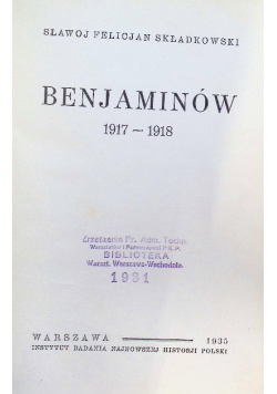 Benjaminów 1917 - 1918  1935 r.