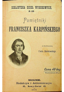 Pamiętniki Franciszka Karpińskiego 1898 r.