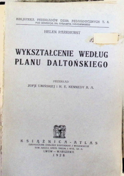 Wykształcenie według planu daltońskiego 1928 r.
