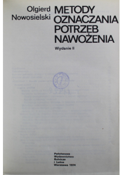 Metody oznaczania potrzeb nawożenia