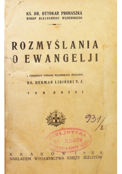 Rozmyślania o Ewangelji Tom II 1926 r.