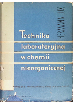 Technika laboratoryjna w chemii nieorganicznej