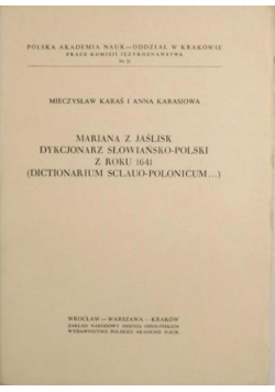Mariana z Jaślisk dykcjonarz słowiańsko polski z roku 1641