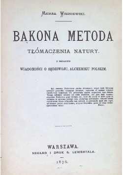 Bakona metoda Charaktery rozumów ludzkich 1876 r.
