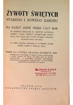 Żywoty Świętych Starego i Nowego Zakonu Tom IV 1936 r.