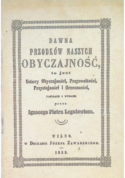 Dawna przodków naszych obyczajność