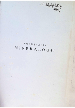 Podręcznik mineralogji 1931 r.