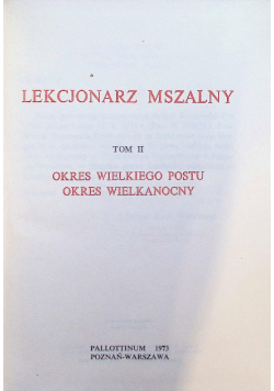 Lekcjonarz Mszalny Tom II