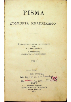 Pisma Zygmunta Krasińskiego Tom 3 1875 r.