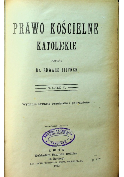 Prawo Kościelne Katolickie  Tom 1912 r
